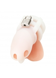 Белая клетка для пениса Silicone Small 2 in Cock Cage With Ball Divider - BlueLine - купить с доставкой в Томске