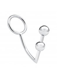 Кольцо на пенис с анальным стимулятором Two Bead Stainless Steel Anal Hook   Cock Ring - BlueLine - в Томске купить с доставкой