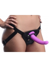 Лиловый поясной страпон Navigator Silicone G-Spot Dildo with Harness - 17,8 см. - XR Brands - купить с доставкой в Томске