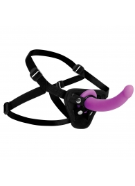 Лиловый поясной страпон Navigator Silicone G-Spot Dildo with Harness - 17,8 см. - XR Brands - купить с доставкой в Томске