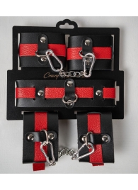 Черно-красный набор фиксаций: наручники, оковы и ошейник - Crazy Handmade - купить с доставкой в Томске