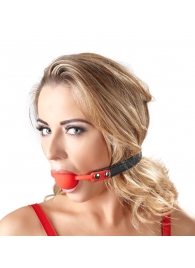 Силиконовый кляп-шар на чёрных ремешках Red Gag silicone - Orion - купить с доставкой в Томске