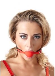 Силиконовый кляп-шар на чёрных ремешках Red Gag silicone - Orion - купить с доставкой в Томске