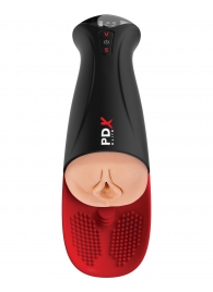 Телесный мастурбатор-вагина в черной колбе с вибрацией Fuck-O-Matic Pro XL - Pipedream - в Томске купить с доставкой