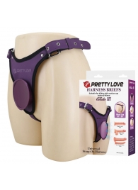 Фиолетовые трусики харнесс с платформой Caludio III - Baile - купить с доставкой в Томске