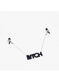 Зажимы на соски с кожаной подвеской Bitch - Crazy Handmade - купить с доставкой в Томске