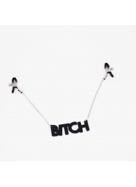 Зажимы на соски с кожаной подвеской Bitch - Crazy Handmade - купить с доставкой в Томске