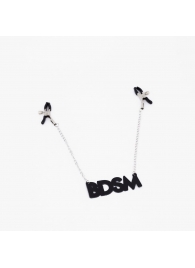Зажимы на соски с кожаной подвеской BDSM - Crazy Handmade - купить с доставкой в Томске