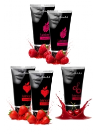 Набор из 5 съедобных лубрикантов JUJU (клубника х 2, малина х 2, вишня) - JuJu - купить с доставкой в Томске Набор из 5 съедобных лубрикантов JUJU (клубника х 2, малина х 2, вишня) - JuJu - купить с доставкой в Томске