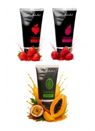 Набор из 3 съедобных лубрикантов JUJU (клубника, малина, тропические фрукты) - JuJu - купить с доставкой в Томске Набор из 3 съедобных лубрикантов JUJU (клубника, малина, тропические фрукты) - JuJu - купить с доставкой в Томске