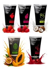 Набор из 5 съедобных лубрикантов JUJU (клубника, малина, тропические фрукты, вишня, кокос) - JuJu - купить с доставкой в Томске Набор из 5 съедобных лубрикантов JUJU (клубника, малина, тропические фрукты, вишня, кокос) - JuJu - купить с доставкой в Томске