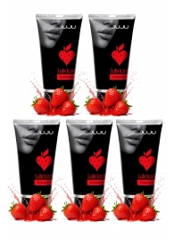 Набор из 5 съедобных лубрикантов JUJU со вкусом клубники - JuJu - купить с доставкой в Томске Набор из 5 съедобных лубрикантов JUJU со вкусом клубники - JuJu - купить с доставкой в Томске