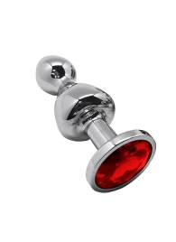 Серебристая анальная втулка Wooomy Lollypop Size S с красным кристаллом - Adrien Lastic в Томске Серебристая анальная втулка Wooomy Lollypop Size S с красным кристаллом - Adrien Lastic