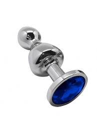 Серебристая анальная втулка Wooomy Lollypop Size S с синим кристаллом - Adrien Lastic в Томске Серебристая анальная втулка Wooomy Lollypop Size S с синим кристаллом - Adrien Lastic