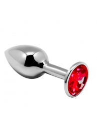 Серебристая анальная втулка Mini Metal Butt Plug Size M с красным кристаллом - Adrien Lastic в Томске Серебристая анальная втулка Mini Metal Butt Plug Size M с красным кристаллом - Adrien Lastic