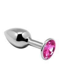 Серебристая анальная втулка Mini Metal Butt Plug Size M с розовым кристаллом - Adrien Lastic в Томске Серебристая анальная втулка Mini Metal Butt Plug Size M с розовым кристаллом - Adrien Lastic