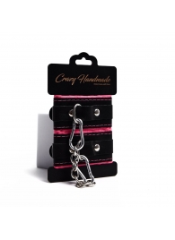 Черно-розовые скругленные наручники с мягкой подкладкой - Crazy Handmade - купить с доставкой в Томске Черно-розовые скругленные наручники с мягкой подкладкой - Crazy Handmade - купить с доставкой в Томске