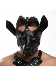 Черная кожаная маска «Собака» - Crazy Handmade - купить с доставкой в Томске