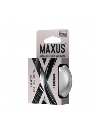 Черные утолщенные презервативы MAXUS Extra Strong с железным кейсом - 3 шт. - Maxus - купить с доставкой в Томске