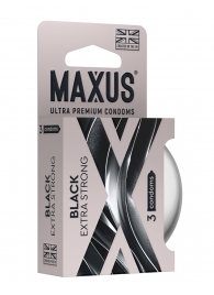 Черные утолщенные презервативы MAXUS Extra Strong с железным кейсом - 3 шт. - Maxus - купить с доставкой в Томске