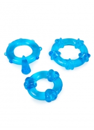 Набор из 3 синих эрекционных колец с различным рельефом - Erowoman-Eroman - в Томске купить с доставкой Набор из 3 синих эрекционных колец с различным рельефом - Erowoman-Eroman - в Томске купить с доставкой