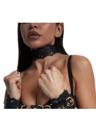 Черный ажурный чокер с золотистой фурнитурой - Crazy Handmade - купить с доставкой в Томске