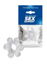 Прозрачное эрекционное кольцо с 6 стимулирующими шариками - Sex Expert - в Томске купить с доставкой