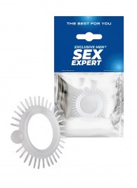 Эластичное эрекционное кольцо с шипиками и шариком - Sex Expert - в Томске купить с доставкой