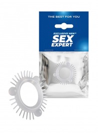 Эластичное эрекционное кольцо с 3 шариками и шипами - Sex Expert - в Томске купить с доставкой