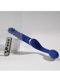 Синий безремневой страпон Multi Orgasm Bendable Strap-On size XL с клиторальной стимуляцией - Strap-on-me - купить с доставкой в Томске