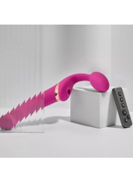 Ярко-розовый безремневой страпон Multi Orgasm Bendable Strap-On size L с клиторальной стимуляцией - Strap-on-me - купить с доставкой в Томске