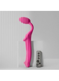 Ярко-розовый безремневой страпон Strap-on-me Vibrating Bendable Strap-On size XL - Strap-on-me - купить с доставкой в Томске