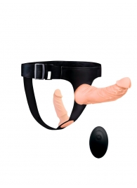 Женский страпон с 2 насадками, вибрацией и пультом ДУ - Erowoman-Eroman - купить с доставкой в Томске