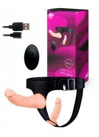 Женский страпон с 2 насадками, вибрацией и пультом ДУ - Erowoman-Eroman - купить с доставкой в Томске