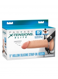 Телесный пустотелый фаллопротез 5’’ Hollow Silicone Strap-On - 14 см. - Pipedream - купить с доставкой в Томске