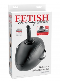 Черный надувной мяч с платформой для фиксации дилдо Body Dock Inflatable Love Ball - Pipedream - купить с доставкой в Томске