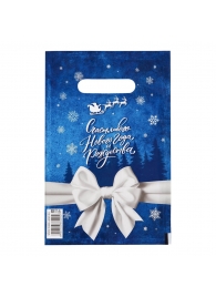 Сине-белый подарочный новогодний пакет с вырубной ручкой (20х30 см) - Сима-Ленд - купить с доставкой в Томске