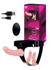 Женский страпон с 3 насадками и вибрацией - Erowoman-Eroman - купить с доставкой в Томске