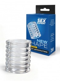Прозрачная сквозная насадка на пенис с ребрышками - Sex Expert - в Томске купить с доставкой