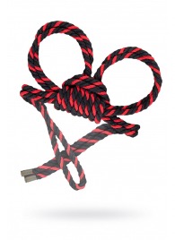 Черно-красные наручники-оковы ’’Узел-омега’’ из хлопковой веревки - Pecado - купить с доставкой в Томске
