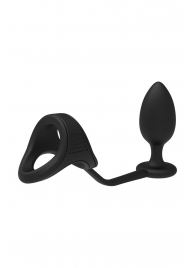 Черное эрекционное кольцо с анальной пробкой Cockstrap With Anal Plug - Dream Toys - в Томске купить с доставкой