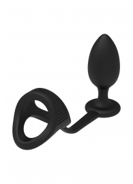 Черное эрекционное кольцо с анальной пробкой Cockstrap With Anal Plug - Dream Toys - в Томске купить с доставкой