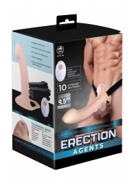 Телесный полый страпон с вибрацией Erection Agents - 24,1 см. - NMC - купить с доставкой в Томске