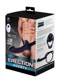 Черный полый страпон с вибрацией Erection Agents - 24,1 см. - NMC - купить с доставкой в Томске