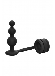Черное эрекционное кольцо с анальной елочкой Cockring With Beaded Anal Plug - Dream Toys - в Томске купить с доставкой