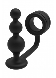 Черное эрекционное кольцо с анальной елочкой Cockring With Beaded Anal Plug - Dream Toys - в Томске купить с доставкой