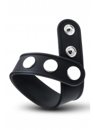 Черное эрекционное кольцо на кнопках - Blush Novelties - в Томске купить с доставкой