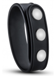 Черное эрекционное кольцо на кнопках - Blush Novelties - в Томске купить с доставкой