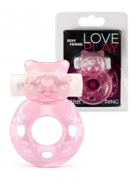 Розовое эрекционное виброкольцо в форме мишки - 1137 - в Томске купить с доставкой
