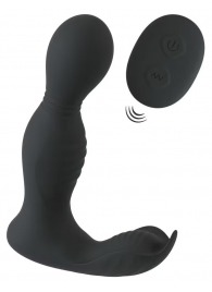 Черная анальная пробка с вибрацией, вращением и пультом ДУ RC Butt Plug with 2 Functions - Orion - в Томске купить с доставкой